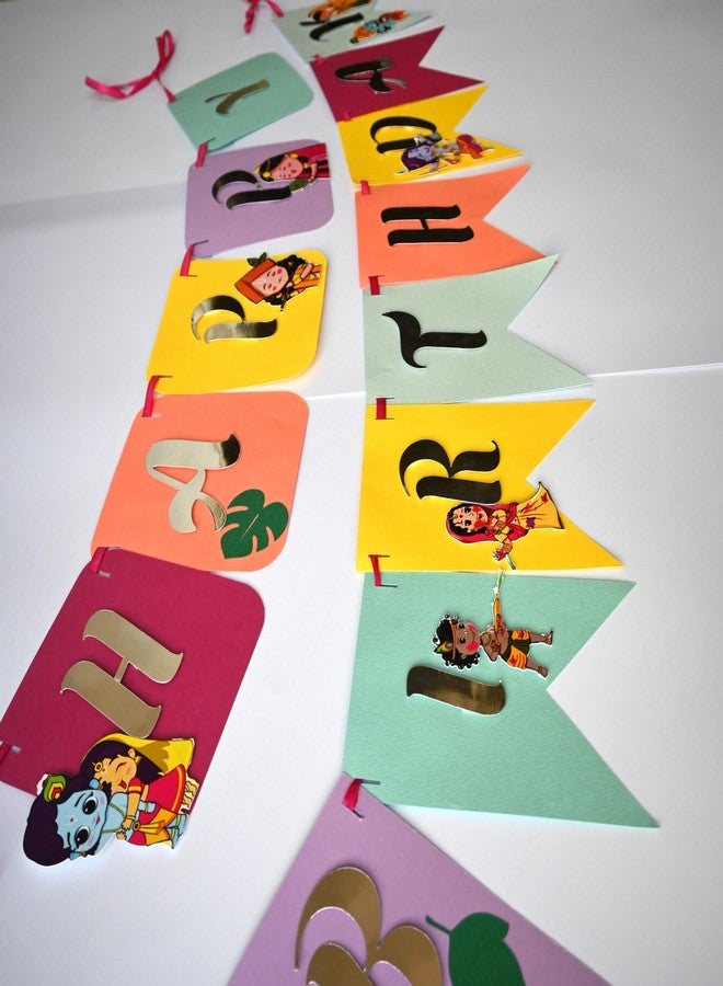 Sam Cute Land لافتة "عيد ميلاد سعيد" مصنوعة يدوياً من سامكيوتلاند، تحمل صورة كريشنا - Image 2